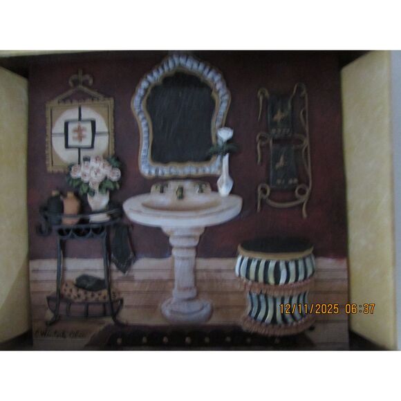Winterle Olson 3D set of 2 bathroom plaques footed tub vanity sink new Orleans - Picture 8 of 9